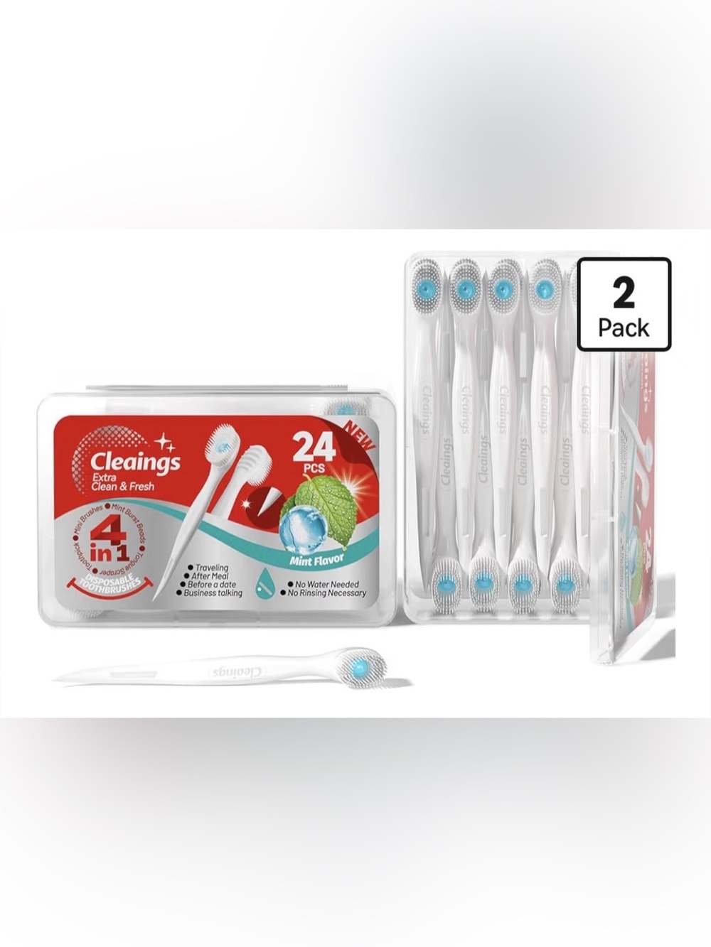 48 Pcs Disposable Mini Toothbrush - Pre-Pasted with Mint Toothpaste & Toothpick